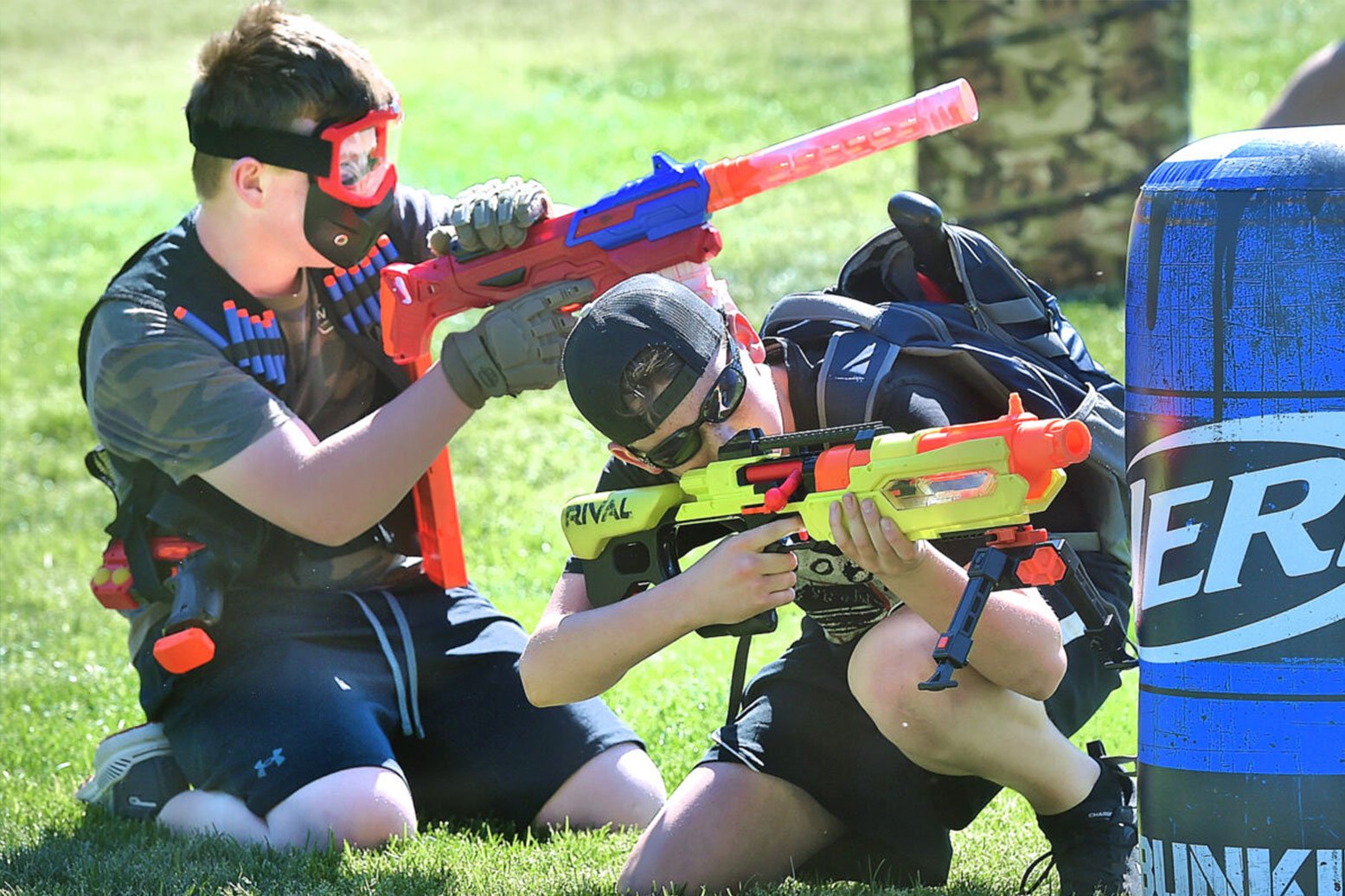 A team from an office in Newcastle playing laser tag